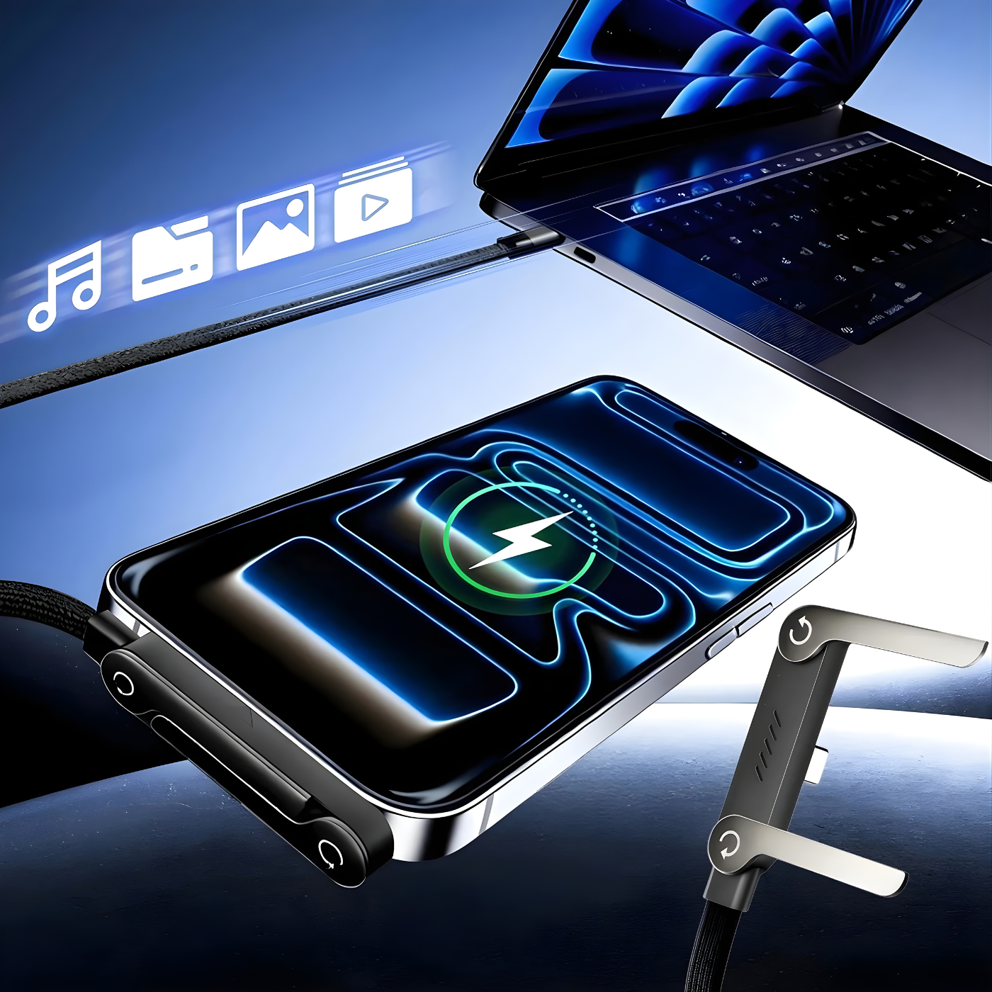 Type C cable, with foldable stand